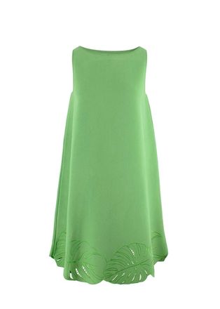 Oscar De La Renta Oscar de La Renta Green Banana Leaf Cut-out Swing Dress Size S