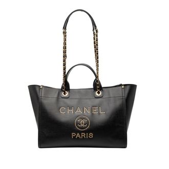 Chanel Black Grained Calfskin Shoulder Bag Tote Bag (Pre-Owned)