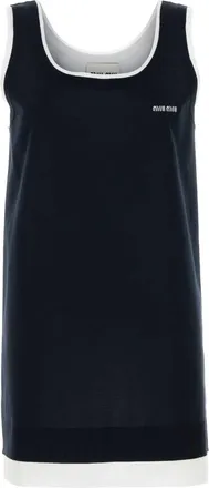 Miu Miu Midnight Blue Stretch Silk Blend Dress