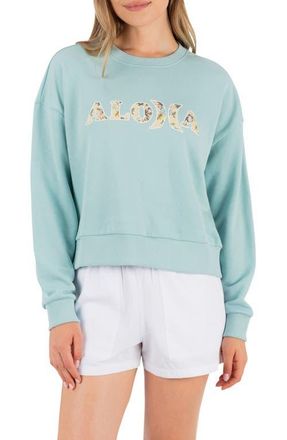 Hurley Hello Aloha Oversize Relaxed Sweatshirt in Canal Blue at Nordstrom, Size X-Small