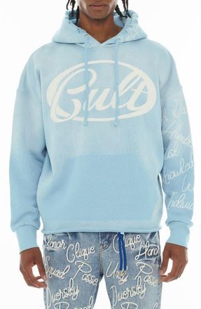 Cult of Individuality Logo Cotton Hoodie in Blue Glow at Nordstrom, Size Xx-Large
