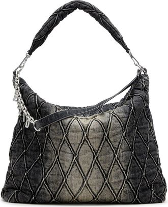 Diesel Charm-D-Large hobo in treated quilted denim - Shoulder Bags - Woman - Black