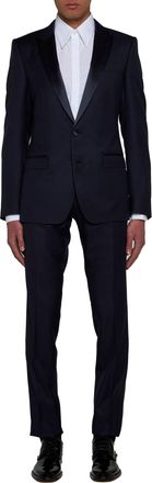 Dolce & Gabbana Mens Blazer Single-Breasted Virgin Wool Blue Suits