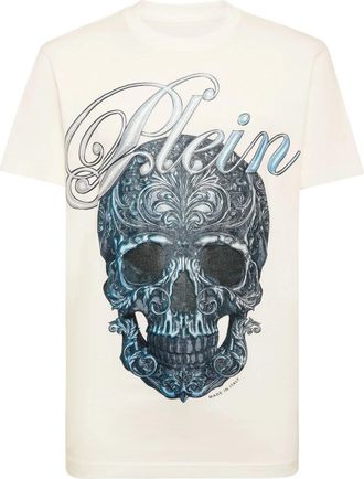 Philipp Plein Round Neck T-Shirt Gradient Skull - Heren - T-shirts - Beige - XS - Katoen - Tops