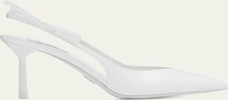 Prada 75mm Bow Leather Slingback Pumps