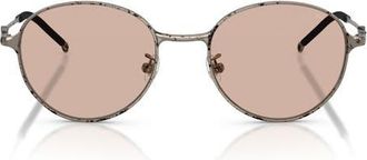 Diesel 52mm Round Sunglasses in Paper Transfer Silver /Brown at Nordstrom