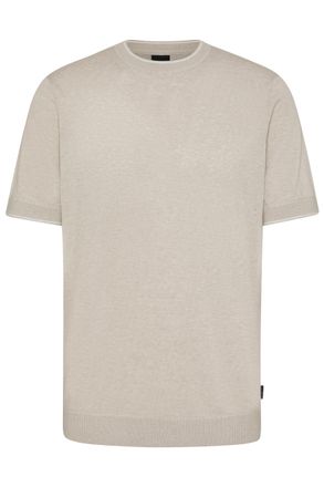 Bugatti T-Shirt BUGATTI, Herren, Gr. 4XL, beige, 75% Baumwolle, 25% Polyacryl, regular fit, Rundhals, Rippb&uuml;ndchen, Shirts T-Shirt, mit Kontraststreifen