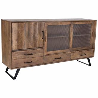Wanderlust Deco Aparador De Madera Artesanal Marr&oacute;n 160x40x84h Cm