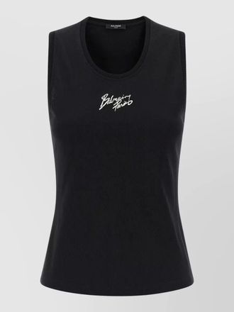 Balmain cotton relaxed-fit logo-print tank top