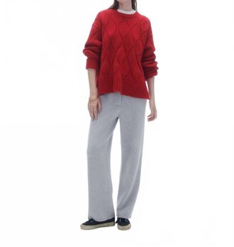 Guest In Residence Wavy Cozy Cashmere Crew Top In True Red