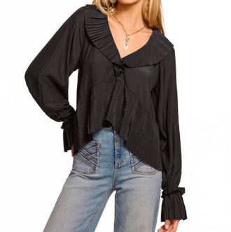 Ramy Brook Jacklyn V-Neck Long Sleeve Blouse In Black