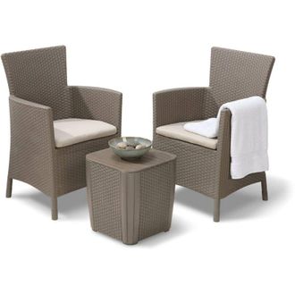 Dmora Dmora - Set salotto da esterno Forano, Salottino outdoor, Set da balcone o giardino, Composizione soggiorno per esterni, 62x60 h89 cm, Tortora