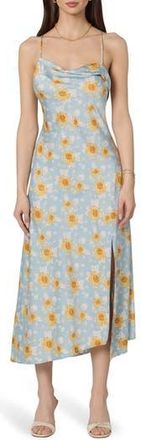 ASTR the Label Cowl Neck Slipdress in Blue Yellow Floral at Nordstrom Rack, Size X-Small