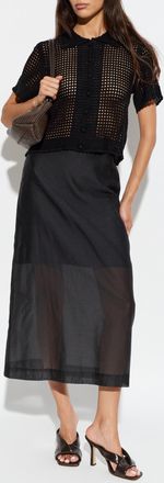 Frame Denim Turtleneck With A Decorative Knit, Womens, Black