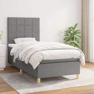 vidaXL Cama Box Spring Con Colch&oacute;n Tela Gris Oscuro 80x200 Cm Vidaxl
