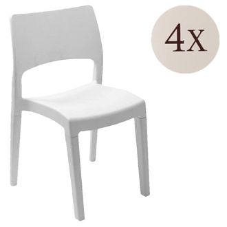 Dmora Dmora - Conjunto De 4 Sillas De Exterior Zircone, Asiento De Jard&iacute;n, Para Interior O Exterior, Apilables, Fabricado En Italia, 50x51 H82 Cm, Blanco