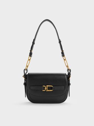 Charles & Keith Gwynne Metallic-Accent Saddle Bag