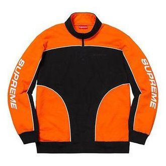 SUPREME FW18 Speedway Half Zip Sweatshirt Black/Orange SUP-FW18-127