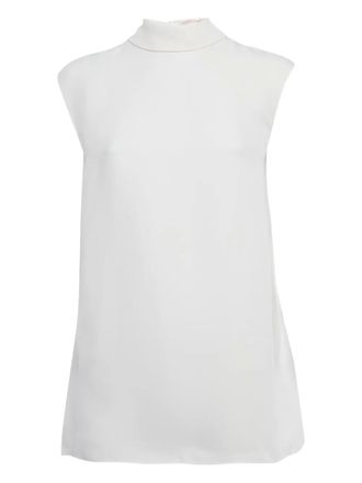 Valentino tie-neck crepe top - women - Silk/Viscose - M - White
