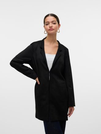 Vero Moda Langjacke VERO MODA VMJOSEFREJA FAUXSUEDE JACKET BOO, Damen, Gr. M, schwarz, Web, Obermaterial: 90% Polyester, 10% Elasthan, unifarben, regular fit kn