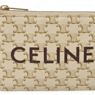 Celine White Pvc Coated Canvas Coin Purse/Coin Case (Pre-Owned)