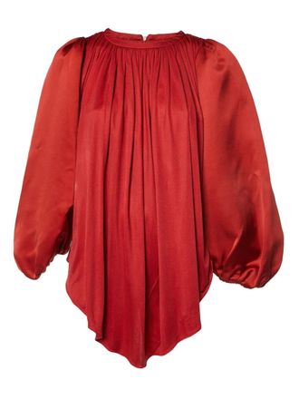 Giambattista Valli pleated long-sleeve dress - Red
