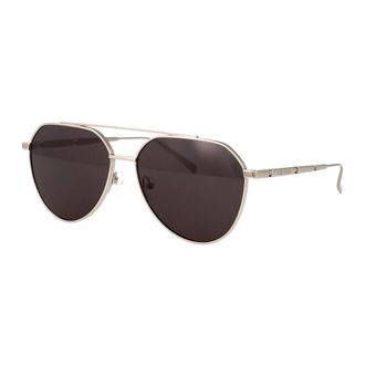 Alexander McQueen Sunglasses, male, Gray, 59 MM, Metal Plaque Pilot Sunglasses