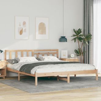 Berkfield Home with Headboard Brown 200 x 200 cm Solid pine wood