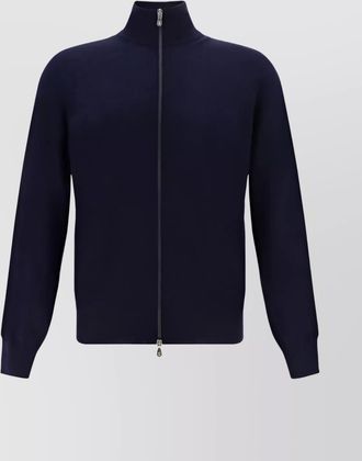 Brunello Cucinelli high neck ribbed wool cardigan