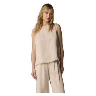 Kocca Sleeveless Tops, female, Beige, Size: S Classic Chilled Sleeveless Blouse