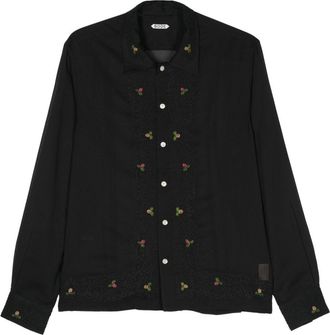 Bode Beaded Framboise semi-sheer shirt - men - Polyester - L - Black
