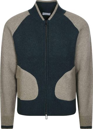 Paolo Pecora Color-Block Ribbed Zip-Through Knit