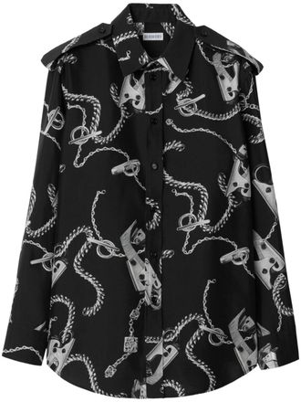 Burberry Zijde Grafisch Print Shirt