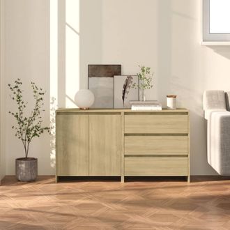 vidaXL Vidaxl - Aparador De 2 Piezas Madera Manufacturada Color Roble Sonoma