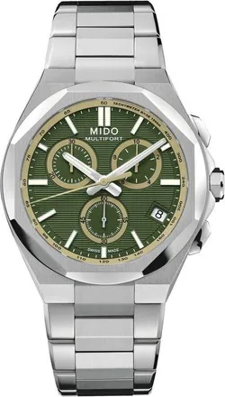 Mido Multifort 8 Khaki One Crown Chronograph Bracelet Watch, 42mm in Green at Nordstrom