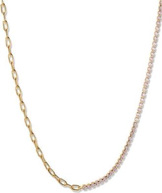 Brook & York Isabella Mini Birthstone Tennis & Paper Clip Chain Necklace in Gold/June at Nordstrom