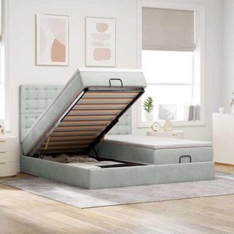 vidaXL Estructura Cama Otomana Colchones Terciopelo Gris Claro Vidaxl