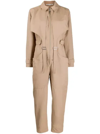 Stella McCartney buckle-embellished cargo jumpsuit - women - Cotton/Linen/Flax/Polyamide/Metal - 46 - Neutrals