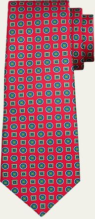 Kiton Mens Medallion Silk 7-Fold Tie