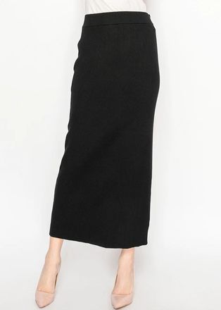 YAL New York Ribbed Knit Midi Skirt - Black