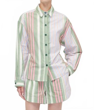 Stine Goya Boyfriend Shirt In Forest Stripe