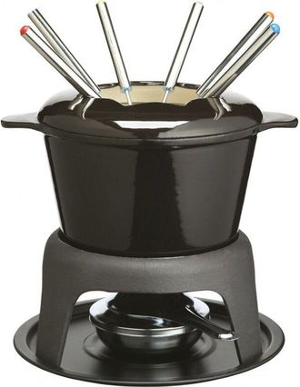 MasterClass MasterClass Set per fonduta in ghisa per cioccolato, formaggio, carne, 21 x 18 cm, nero