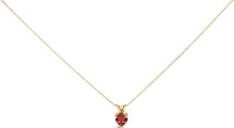 House of Brilliance 14K Gold 5X5 MM Heart Shaped Gemstone Solitaire Pendant Necklace