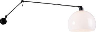 QAZQA Moderno Aplique Negro Con Pantalla Blanca 30 Cm Regulable - Blitz Acero /pl&aacute;stico Alargada Adecuado Para Led Max. 1 X 60 Watt - Qazqa