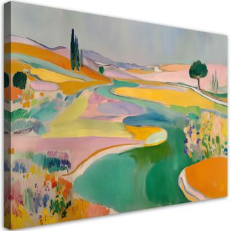Feeby Cuadro En Lienzo Paisaje Abstracto Y Colorido 100x70
