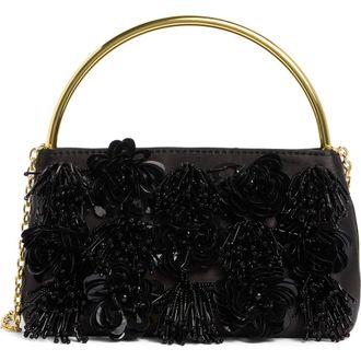 Lele Sadoughi Marlowe Sequin Flower Clutch in Jet at Nordstrom Rack