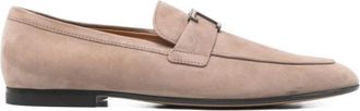 Tod's T-plaque Slip-on Loafers - Heren - Loafers - Beige - 41 EU - Leer - Schoenen