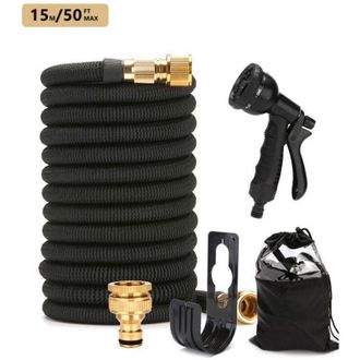 OEM Manguera De Jard&iacute;n Flexible Y Extensible Para Agua De 50 Pies/15 M, Negra
