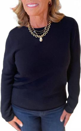 Repeat Organic Cashmere Crewneck Top In Navy