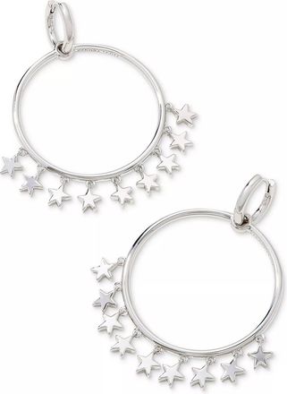 Kendra Scott Womens Star Circle Charm Convertible Hoop Earrings In Rhodium Metal